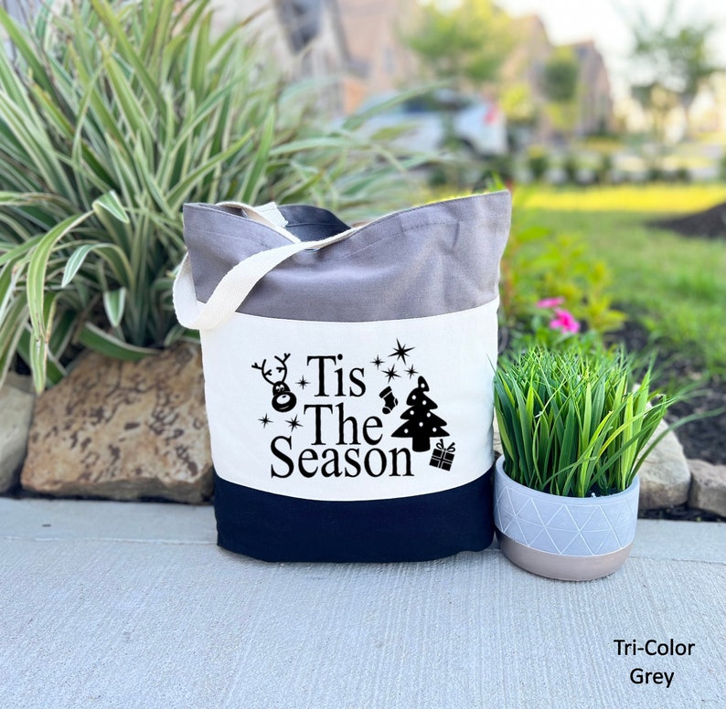 Tis The Season Christmas Tote Bag, Christmas Bag, Employee Christmas Gift, Canvas Tote Bag, Bag For Presents, Christmas Gift Bag image 1