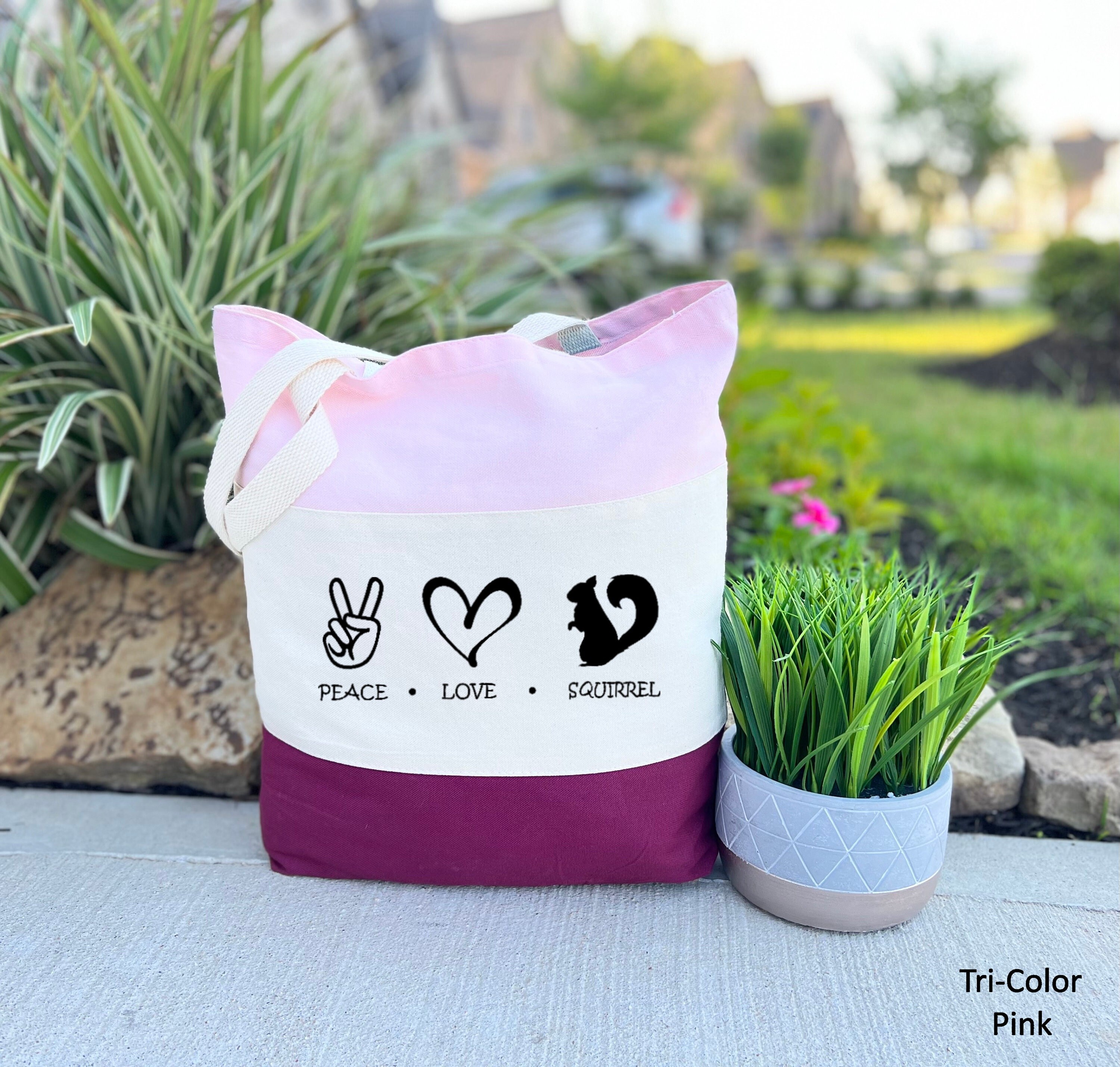 Peace Love Squirrel Tote Bag, Animal Lover Gift, Squirrel Tote Bag, Mother Days Gift, Peace Love, Mama Gift, Canvas Bag, Shopping Bag