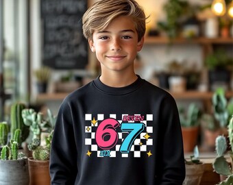 Six Seven Meme Youth Sweatshirt, Funny 6 7 Meme Sweater, Teen 6 7 Crewneck