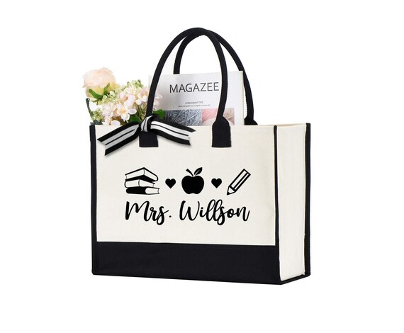 Personalized Teacher Bag, Teacher Gift Bag, Custom Name Teacher