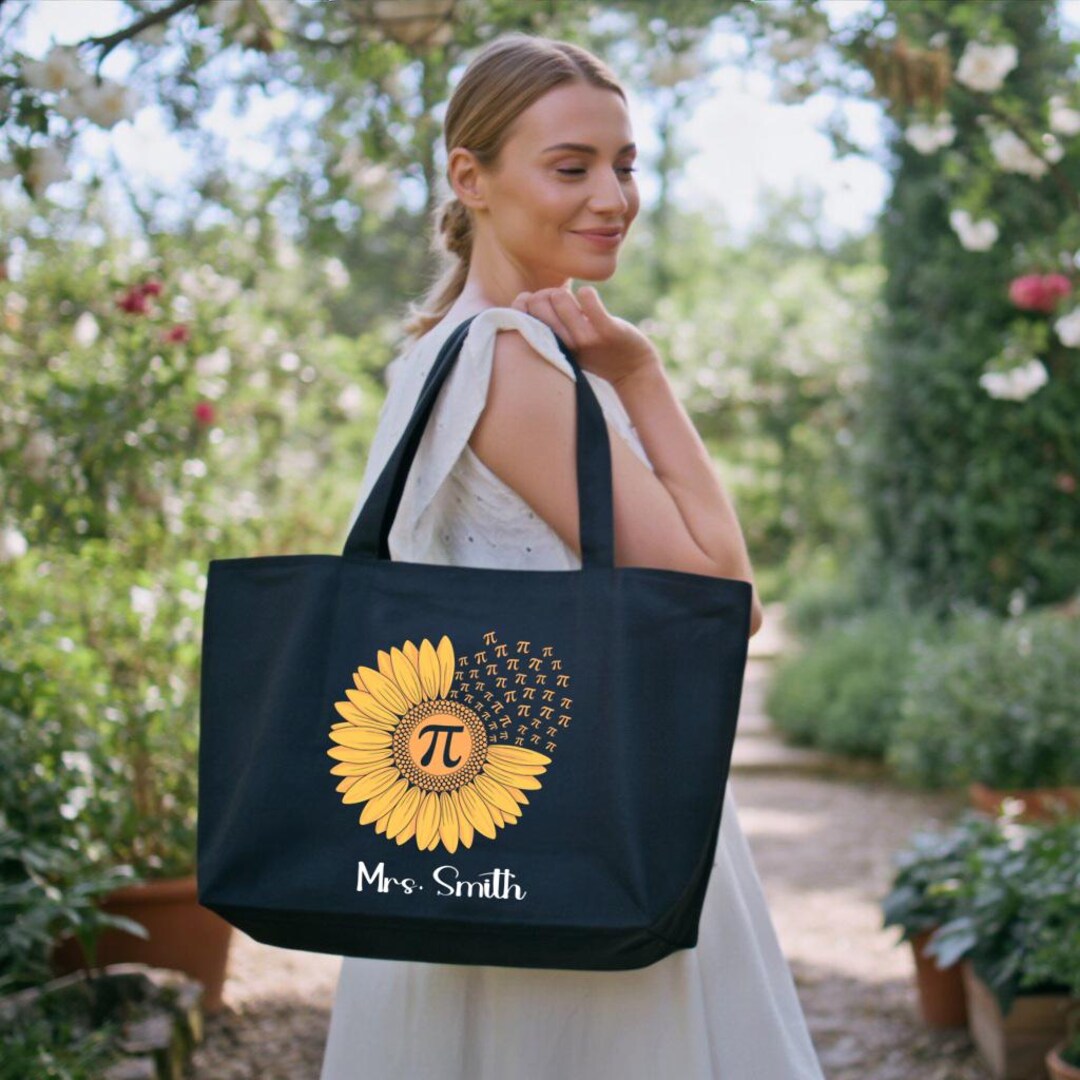 Math Tote Bag Design Example Personalized Math Teacher Tote Bag, Custom Name Gift for Pi Day, Stem ...
