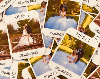 Magnets photos, Remerciements , Cadeaux invités, mariage, baptême