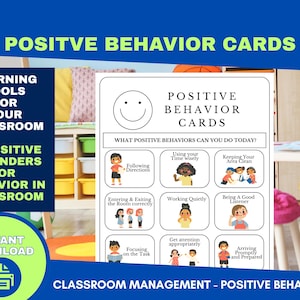 Afdrukbare kaart positief gedrag | Taakkaarten positief gedrag | Afdrukbare gedragssignalen | Herinneringskaarten voor positief gedrag