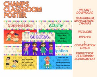 CHAMPS Poster Classroom | Teacher CHAMP Expectations | Classroom Management CHAMPS Poster | Teacher's Resources Champs Pdf