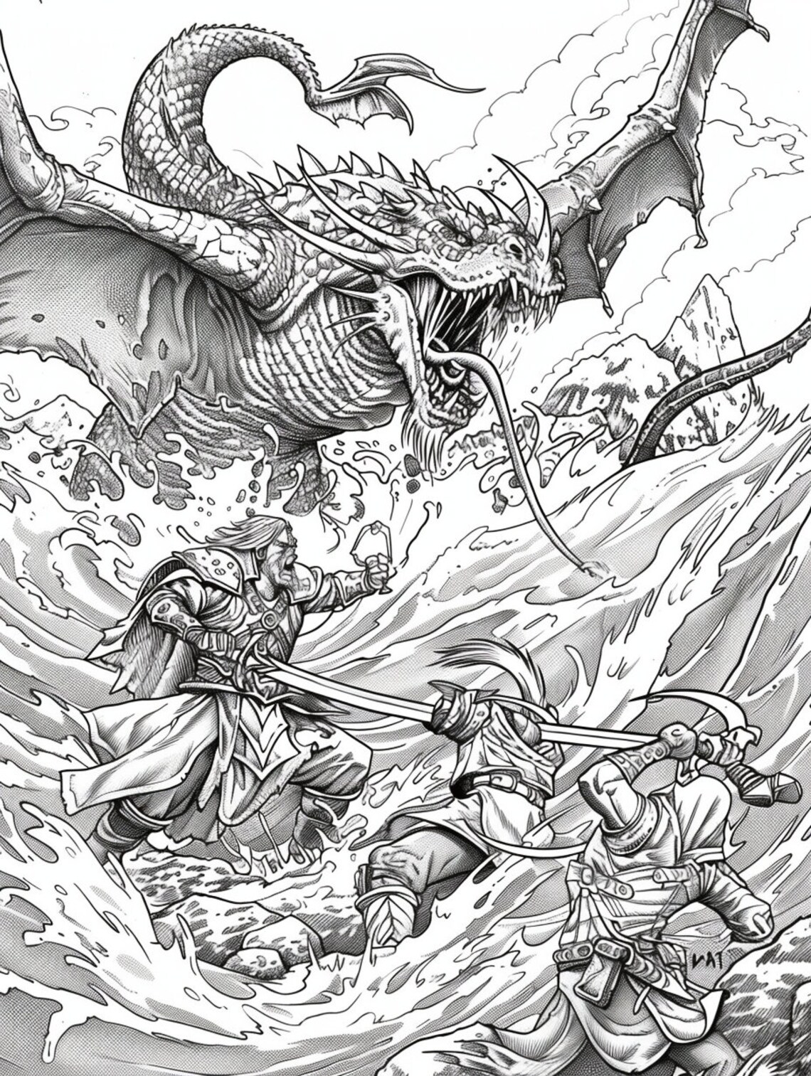 D&D Coloring Book / Digital Download Coloring Book / Fantasy Coloring ...