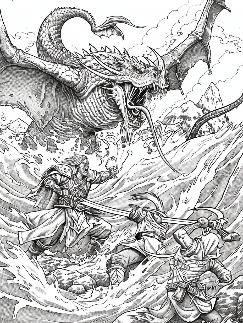 D&D Coloring Book / Digital Download Coloring Book / Fantasy Coloring