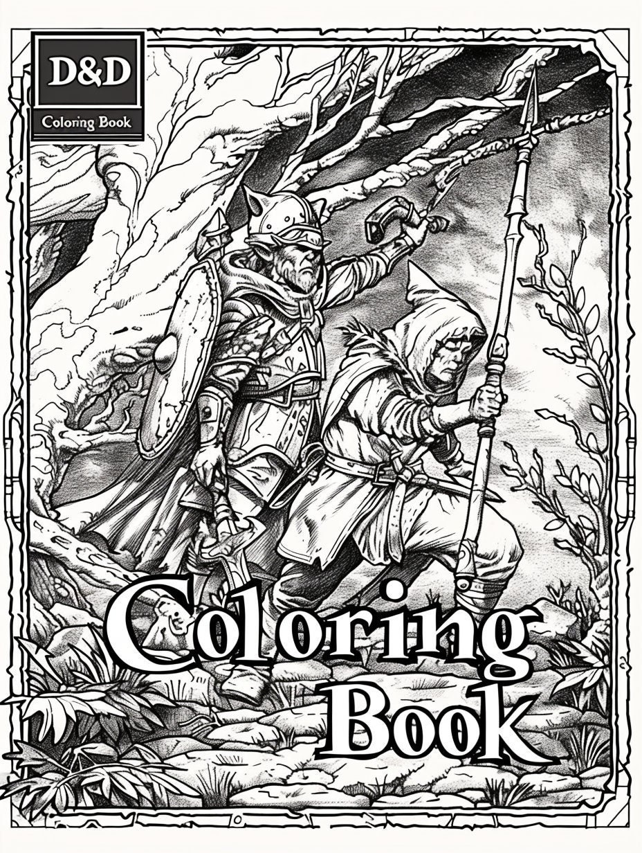 D&D Coloring Book / Digital Download Coloring Book / Fantasy Coloring