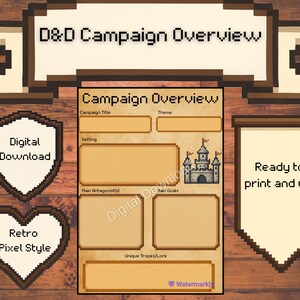 D&D DM Campaign Overview Digital Download / PDF / DM screen accessories / Dungeon master tools / dnd campaign