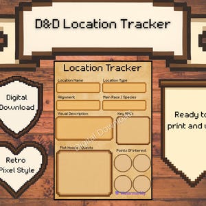 D&D DM Location Tracker Digital Download / PDF / DM screen accessories / Dungeon master tools / dnd Location Tracker