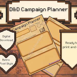D&D DM Campaign Planner Digital Download / PDF / DM screen accessories / Dungeon master tools / dnd campaign Planner