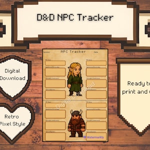 D&D DM NPC Tracker Digital Download. Dungeons and Dragons NPC Tracker for role playing games. / dm screen accessories / dungeon master tools