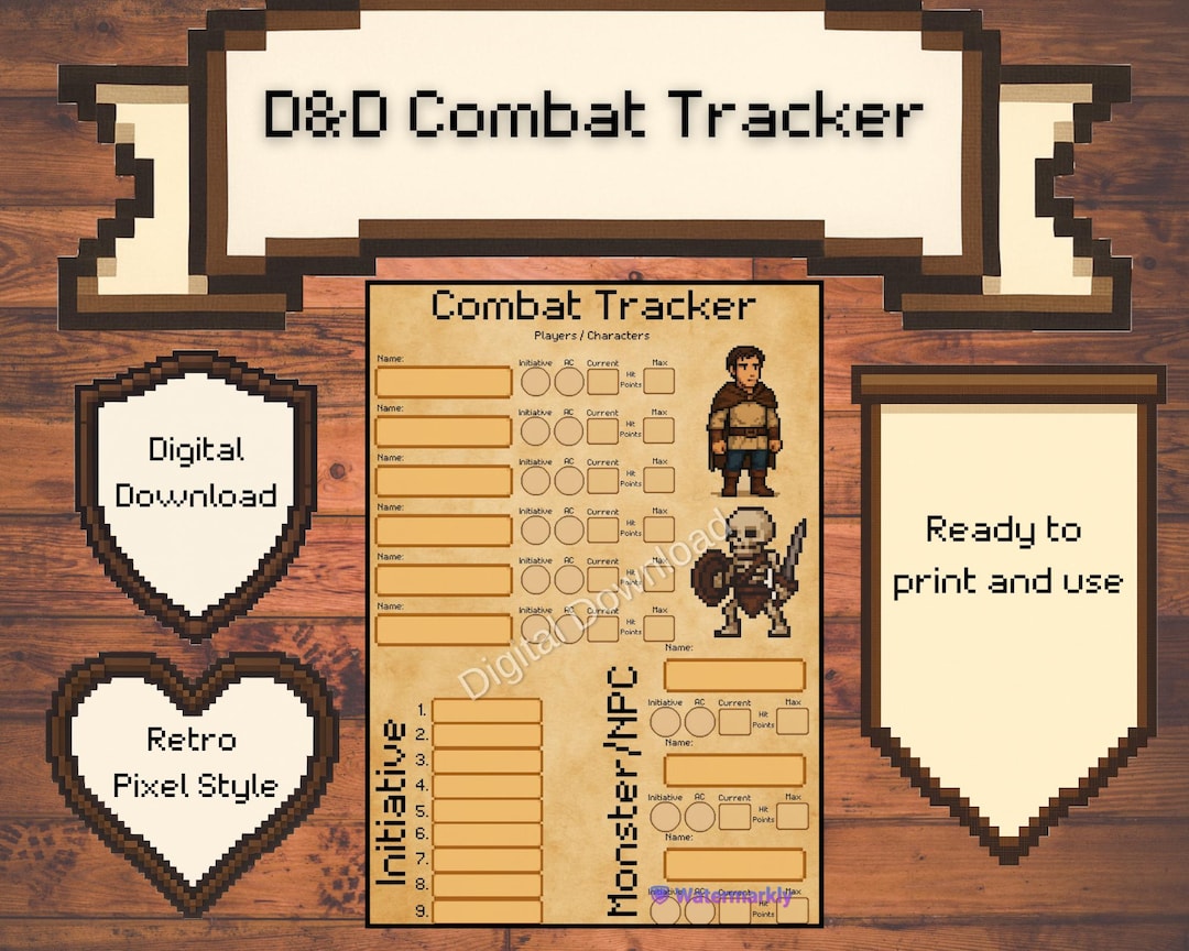 D&D DM Combat Tracker Digital Download / PDF / DM Screen Accessories ...