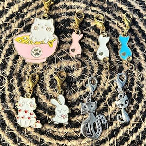 Cat Charm, Badge Reel Charm, Badge Buddy Charm,Lanyard , Badge Reel, Valentines Day, Zipper Charm, Breast Cancer Charm, Keychain, Cat