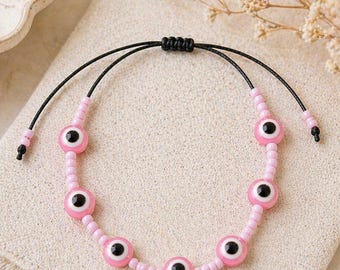 Evil Eye, Mal de Ojo, Evil Eye Bracelet, Bracelets for Women, Pink Evil Eye, Best Friend Gifts, Gift for Her, Friendship Bracelet, Pulsera