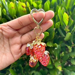Strawberry Keychain, Cute Keychain, Purse Charm, Purse Accessories, Strawberry Charm, Fruit Keychain, Aesthetic Keychain & Charm,Fruit Charm
