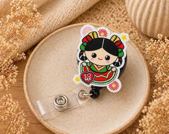 Mexican Flag, Badge Reel, ID Badge Reel, RN Badge, Retractable ID Badge, Teacher, Id Badge Clip, Mexico Badge Reel