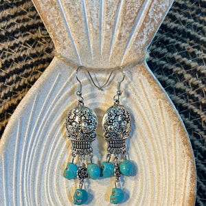 Sugar Skull Earrings, Catrina, Day of the Dead, Dias De Los Muertos Earrings, Skeleton Earrings, Day Of The Dead Earrings, Tassel Earrings