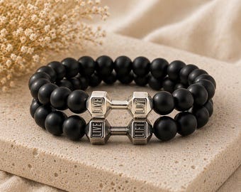 Friendship Bracelet, Fitness Bracelet, Dumbbell Barbell Bracelet, Bodybuilder Gift, Bodybuilding jewelry, Motivation, Workout, Gym, Gym Life