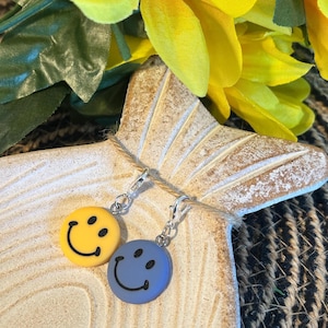 Smiley Face Badge Reel Charm, Happy, Badge Reel Charm, Badge Buddy Charm,Lanyard , Badge Reel, Zipper Charm, Keychain, Teacher Gift