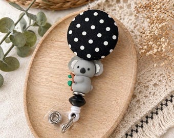 Koala Badge Reel, Nurse Badge Clip,  Retractable Badge Holder, ID Badge Holder, Badge Reel Clip, Badge Reel Holder, Koala Bear
