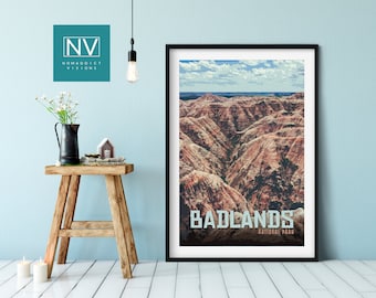 Badlands National Park Print: Vintage South Dakota Travel Poster