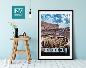Colosseum Vintage Travel Print: Rome, Italy Wall Art