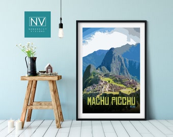 Machu Picchu Travel Print: Vintage Incan City Wall Art