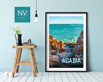 Acadia National Park Print: Vintage Maine Travel Poster