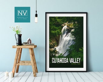 Cuyahoga National Park Print: Brandywine Falls Vintage Travel Poster