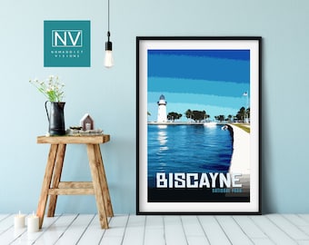 Biscayne National Park Print: Boca Chita Lighthouse, Vintage Florida Wall Art