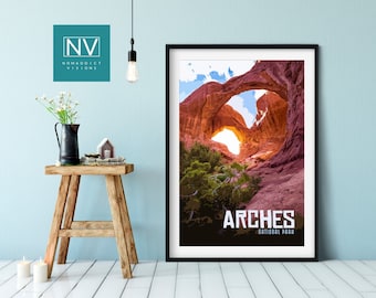 Arches National Park Print: Vintage Travel Poster, Utah Rock Art