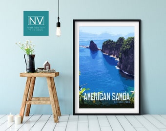 American Samoa National Park Print: Retro South Pacific Travel Poster