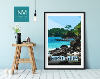 Costa Rica Travel Print: Vintage Manuel Antonio Beach Poster