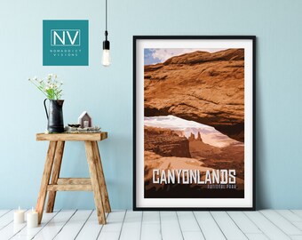 Mesa Arch Canyonlands Print: Vintage Southern Utah Travel Poster