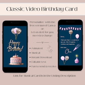 Vídeo de cartão de aniversário para celular, cartões de felicitações de aniversário digitais, modelo de cartão de aniversário editável, cartão de aniversário personalizado