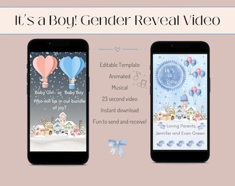 It's a Boy Gender Reveal Video Template: Editable Canva Announcement (Digital Download)