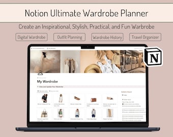 Wardrobe Planner Notion, Notion Outfit Planner, Notion Wardrobe, Wardrobe Travel Planner, Wardrobe Notion Template, Wardrobe Organizer