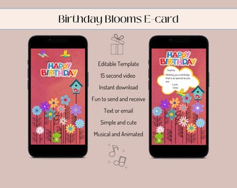 Animated Musical Birthday E-card: Customizable Canva Template