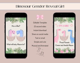 Dinosaur Gender Reveal Video: It's a Girl Announcement (Digital)