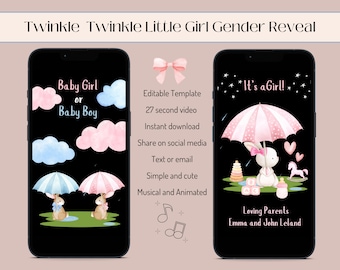 It's a Girl Gender Reveal Video: Animated Announcement (Digital Download)