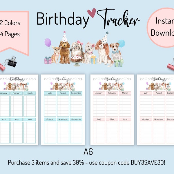 Printable Birthday Dates Chart - Etsy