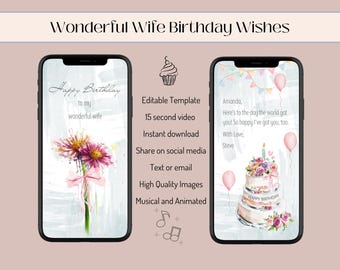 Animated Birthday E-card: Wife, Girlfriend, Bestie (Digital Download)