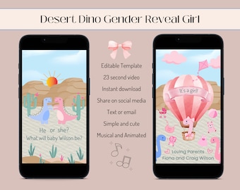 It's a Girl Announcement Video: Animated Dino Gender Reveal (Digital)