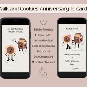 Biglietto di auguri per anniversario con gioco di parole sull'amore, biglietto di auguri con gioco di parole sul cibo, biglietto animato con video, biglietto con biscotti al latte, biglietto di anniversario carino e divertente, biglietto di San Valentino