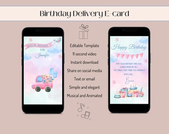 Tarjeta de cumpleaños animada: Plantilla editable de Canva (descarga digital)