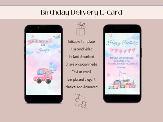 Animated Birthday E-card: Editable Canva Template (Digital Download)