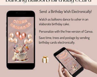 Birthday E-card Video for Mobile Phone, Customize Birthday Card Template in Canva, Personalized Digital Animated Greeting Card
