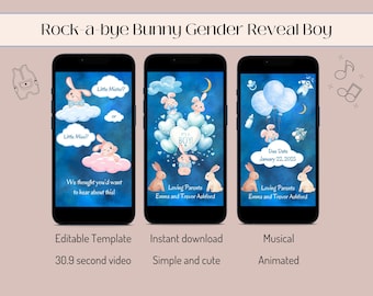Bunny Gender Reveal Video: Animated Baby Boy Announcement (Digital)
