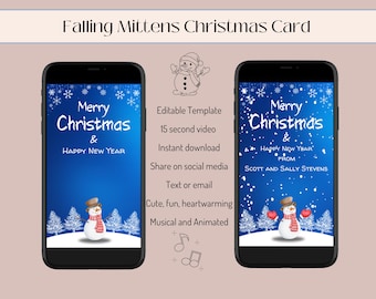 Kerstkaartsjabloon, elektronische kerstkaart voor mobiele telefoon, bewerkbaar in canvas