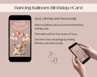 Birthday E-card Video for Mobile Phone, Customize Birthday Card Template in Canva, Personalized Digital Animated Greeting Card
